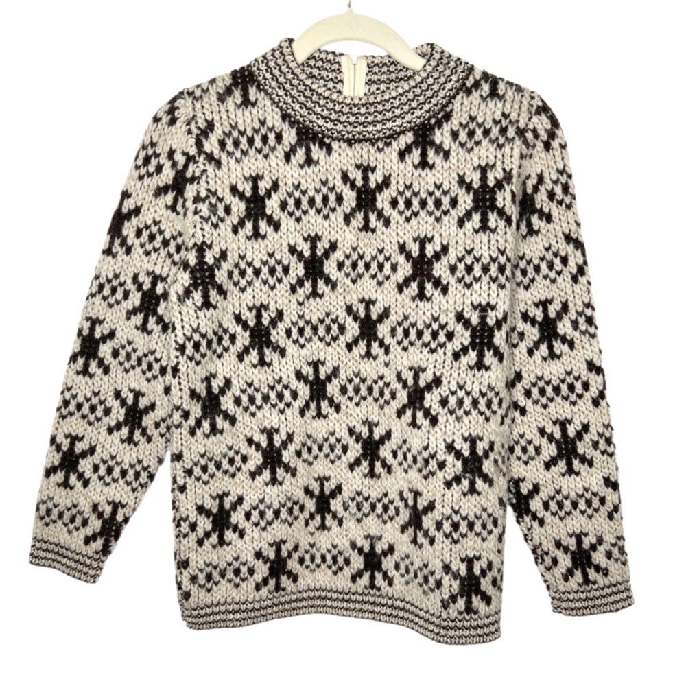 Vintage Sabra Pattern Brown Cream Wool Sweater